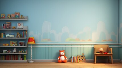 Empty kids room with painted walls