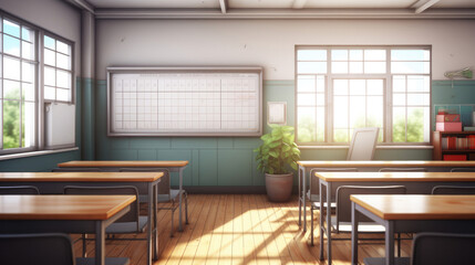 Naklejka na ściany i meble Empty school classroom, Education concept.
