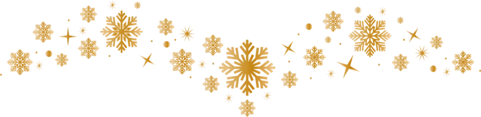 Fotobehang Snowflakes border in wave shape.Golden snowflakes with stars border.Golden snowflakes wave vector.Christmas decoration. © Tally 18