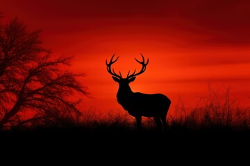 Majestic Solitude: Capturing the Silhouette of a Red Deer Stag Amidst the Mists of Nature's Mystique
