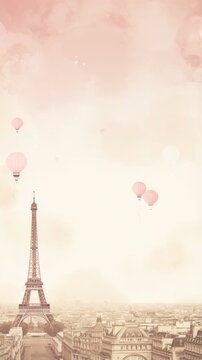 Paris themed background in portrait mode with copy space - stock picture backdrop
