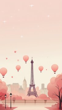 Paris themed background in portrait mode with copy space - stock picture backdrop
