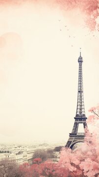 Paris themed background in portrait mode with copy space - stock picture backdrop