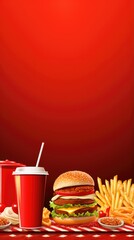 fast food restaurant background in portrait mode with copy space - stock picture backdrop