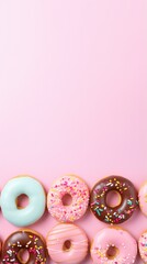 Donuts themed background in portrait mode with copy space - stock picture backdrop