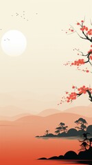 Asian themed background in portrait mode with copy space - stock picture backdrop