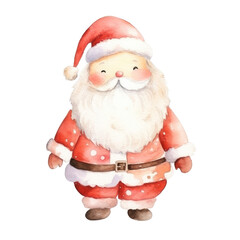 Obraz premium Santa claus watercolour illustration. clipart for design. Christmas elements. isolated on transparent background. Generative ai