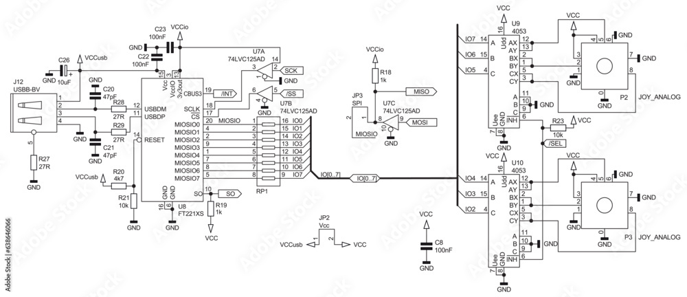 Poster technical schematic diagram of electronic device. vector drawing electrical circuit with button, con