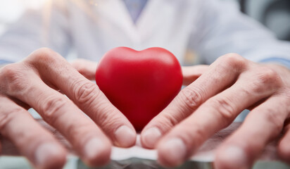 heart symbol is in the doctor's hands.