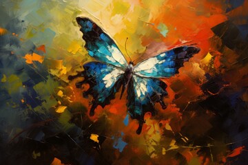 Obraz na płótnie Canvas Illustration of a beautiful blue and white butterfly painting
