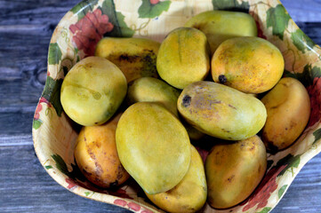 Pile of Egyptian fresh mango fruit with tropical delicacy, mangoes are nutritionally rich fruit...