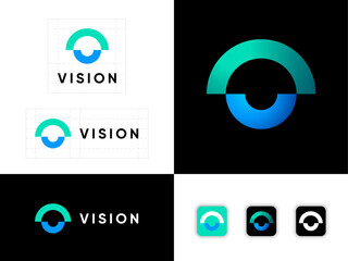 Vision logo.  Eyes clinic, ophthalmology emblem. Abstract  symbol as a eye. Corporate identity and web buttons.