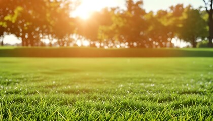 Green lawn with fresh grass outdoors. Nature spring grass background texture, размытый задний план with copy space. Landscaping of a parking area.