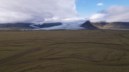 Fjallsarlon and Breidarlonis glacial lagoons in Iceland, on the southern end of  Vatnajökull...