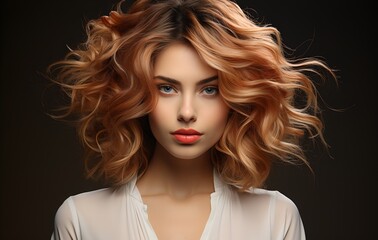 Fototapeta premium A young woman with beautiful hair, generative AI