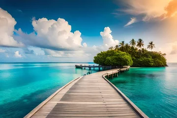 Fotobehang tropical island in the maldives © younas