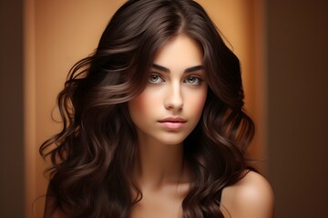 Naklejka premium A young woman with beautiful hair, generative AI