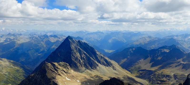Linard Pitschen mountain Swiss. Alpine mountain range