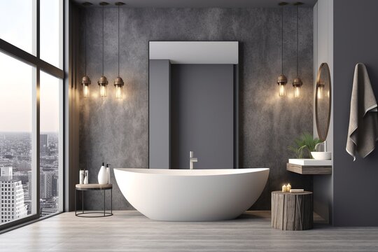 Bathroom minimalistic modern interior, generative ai