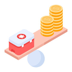 Isometric icon of money 