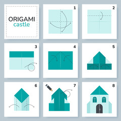 Origami tutorial for kids. Origami cute house.