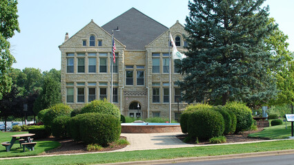 AUGUST 18, 2023. LOCKPORT, ILLINOIS, USA. The City Hall, known as the Central Square building. It was built in 1896 on town square as a public school,