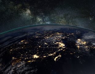 China at Night. Elements of this image furnished by NASA.