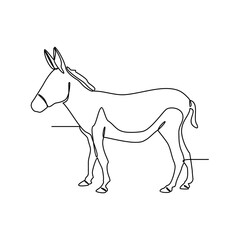 One continuous line drawing of Donkey animal vector illustration. Donkeys are fascinating creatures with a rich history and surprising intelligence. Animal themes for your business asset design.