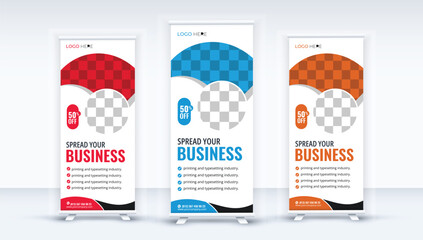 Vertical Advertising colorful Business roll up standee banner design template.