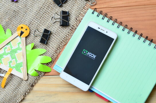 Bekasi, Indonesia - june 2,2021: joox on smartphone, popular music apps in the world wide