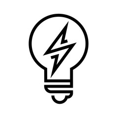 Sustainable ecological energy icon. Shining electric ecology light bulb with leaf inside. Go green lamp tube silhouette. Editable stroke. Line vector illustration. Design on white background.