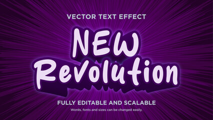 text effect vector new revolution with purple color