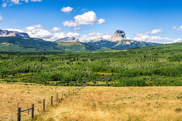 View of Chief Mountain in Glacier National Park. Chief Mountain has been a sacred mountain to the tribes of Native Americans in the US and First Nations in Canada.