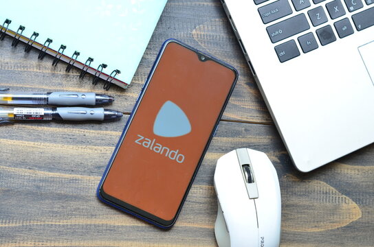 Bekasi, Indonesia - june 2,2021: zalando on smartphone, popular apps in the world wide