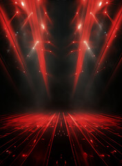 Ai generative Backdrop With Illumination Of Red Spotlights For Flyers realistic image ultra hd high design