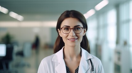 Fototapeta premium portrait of a smiling female doctor in hospital