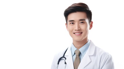 Fototapeta premium portrait of a smiling doctor on white background