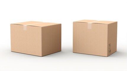 Two Cardboard Boxes: Two simple, closed cardboard boxes, one rectangular and one square, sit side-by-side, ready for shipping or storage.  They are plain and unbranded.