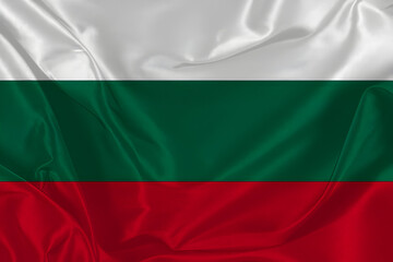 Obraz premium Waving silk flag of Bulgaria