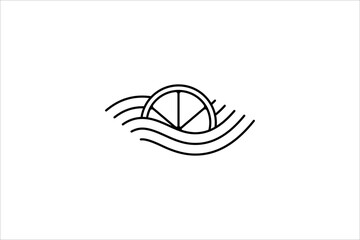 Orange fruit logo design with waves combination