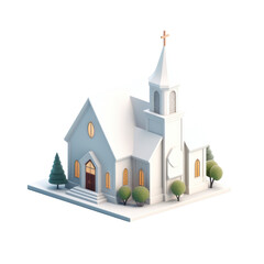 Church flyer, presented in a 3D format, a minimalistic visual for church announcements.