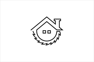 wood saw logo with house concept combination