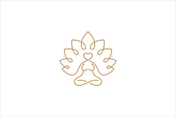Yoga logo. Wellness health spa line icon. Meditation symbol. Zen harmony balance sign.