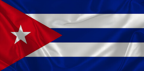 Waving silk flag of Cuba