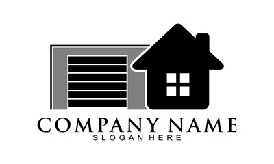 Home with garage illustration vector logo