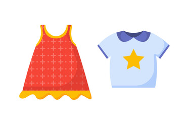 Set of clothes for babies vector concept