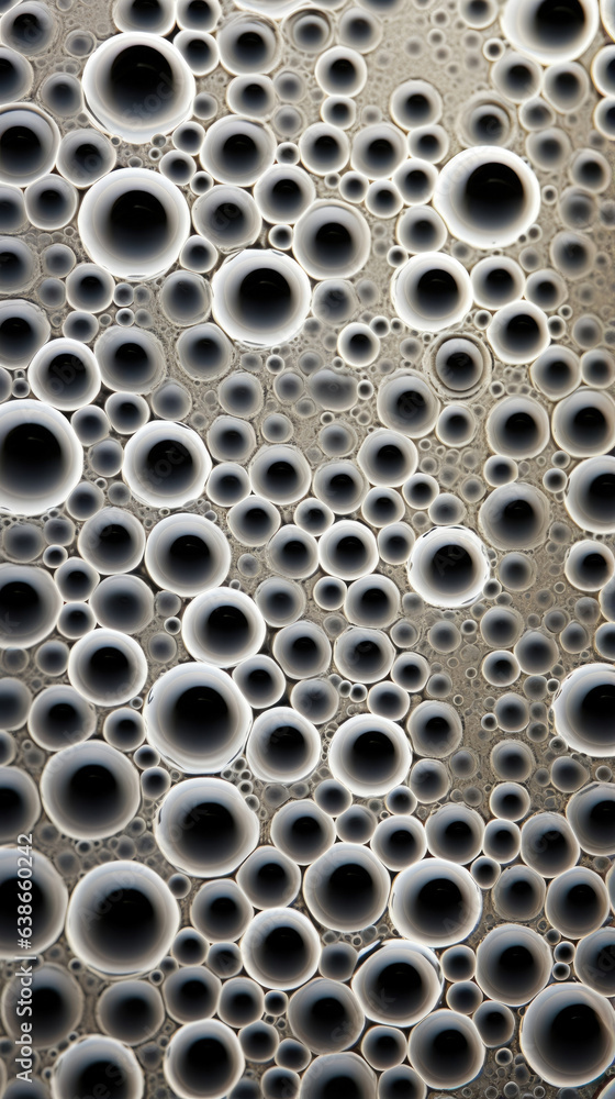 Poster a macro image of yeast cells displays a stark contrast between the smaller darker dots along the cel