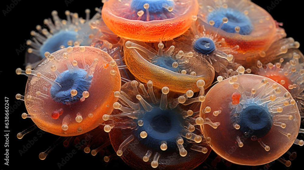 Aufkleber this photograph displays a macro image of a bacteria colony. the colony is composed of a range of co