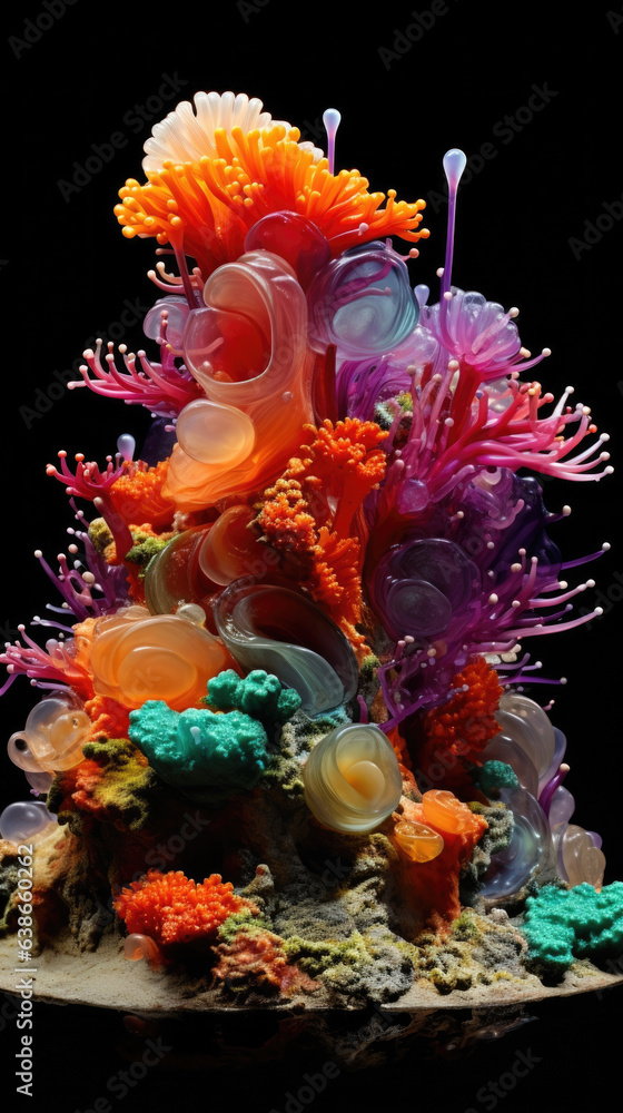 Poster viewed from the side this microscopic island is made up of a handful of edges and protrusions of col