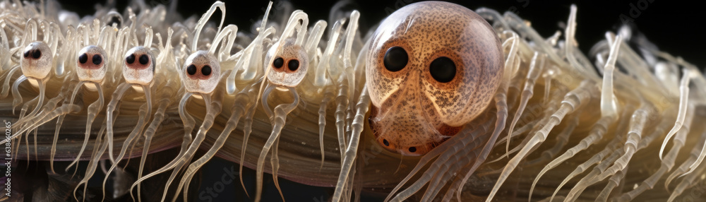 Poster a macro image of helminths shows the intricate details of their anatomy. they have a relatively stou